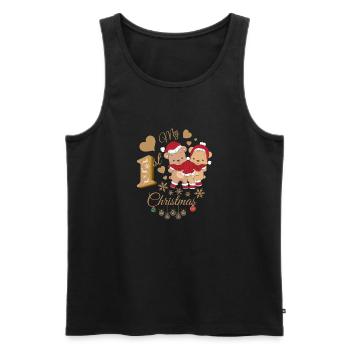 Le premier Noël de bébé - Débardeur bio Premium Homme - noir - Devant - AI Model Male 178 light (178cm)