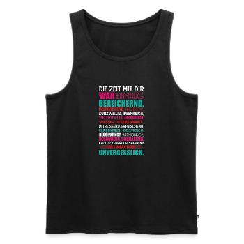 Geschenk zum Abschied Die Zeit mit dir war... - Männer Premium Bio Tank Top - Schwarz - Vorne - Michal (187cm)