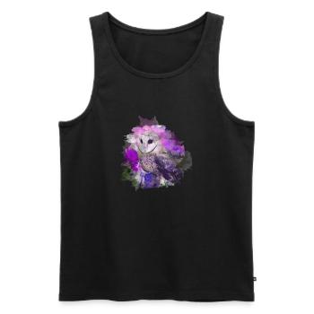 Owl Uhu Nightbird Watercolor - Men's Premium Organic Tank Top - black - Front - AI Model Male 178 light (178cm)