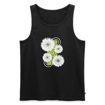 fleurs Marguerites fleurs blanches fleurs jardin printemps - Débardeur bio Premium Homme - noir - Devant - AI Model Male 178 light (178cm)