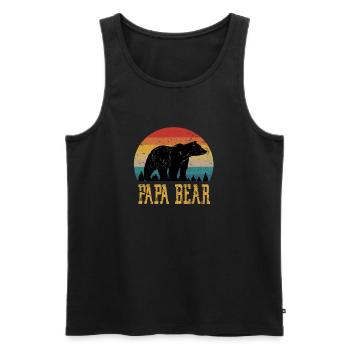 Papa Bear proud Daddy stolzer Vater camping retro - Männer Premium Bio Tank Top - Schwarz - Vorne - Michal (187cm)