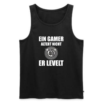 Ein GAMER altert nicht er LEVELT - 40 Jahre - Männer Premium Bio Tank Top - Schwarz - Vorne - Michal (187cm)