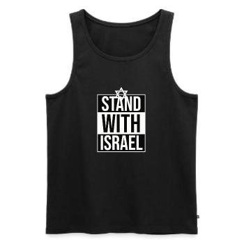 Stand With Isreal / Solidarité avec Israël - Débardeur bio Premium Homme - noir - Devant - AI Model Male 178 light (178cm)
