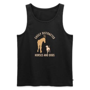 Easily Distracted By Horses And Dogs Horse Dog - Men's Premium Organic Tank Top - black - Front - Michal (187cm)