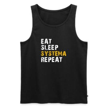 eat sleep Systema - Men's Premium Organic Tank Top - black - Front - AI Model Male 178 light (178cm)