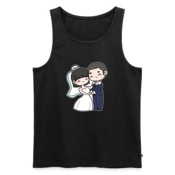Couple de mariage - Débardeur bio Premium Homme - noir - Devant - Michal (187cm)