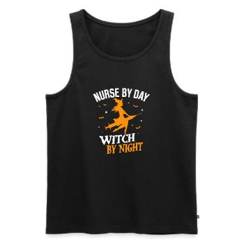 Senior Caregiver Nurse Witch Syringe - Men's Premium Organic Tank Top - black - Front - AI Model Male 178 light (178cm)
