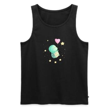 Bébé tortue flottant dans l’espace - Débardeur bio Premium Homme - noir - Devant - AI Model Male 178 light (178cm)