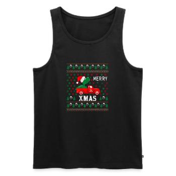 Dinosaurier reiten LKW hässlichen Weihnachtspullover - Männer Premium Bio Tank Top - Schwarz - Vorne - Michal (187cm)