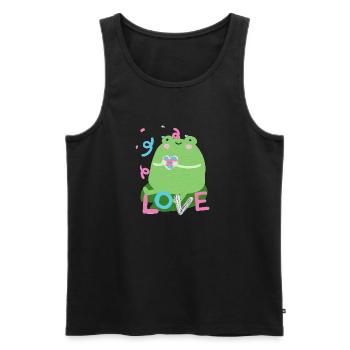 Sweet frog with trans pride flag colors - Men's Premium Organic Tank Top - black - Front - Michal (187cm)