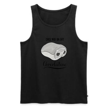 Chez moi on dit chocolatine - Débardeur bio Premium Homme - noir - Devant - Michal (187cm)