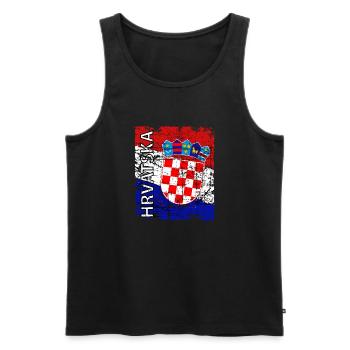 Hrvatska Flagge Wappen Kroatien - Männer Premium Bio Tank Top - Schwarz - Vorne - Michal (187cm)