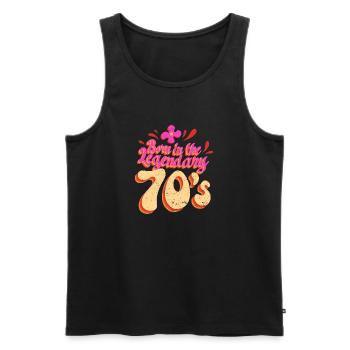 Born in the 70s 70s Retro Hippie colorful - Men's Premium Organic Tank Top - black - Front - AI Model Male 178 light (178cm)