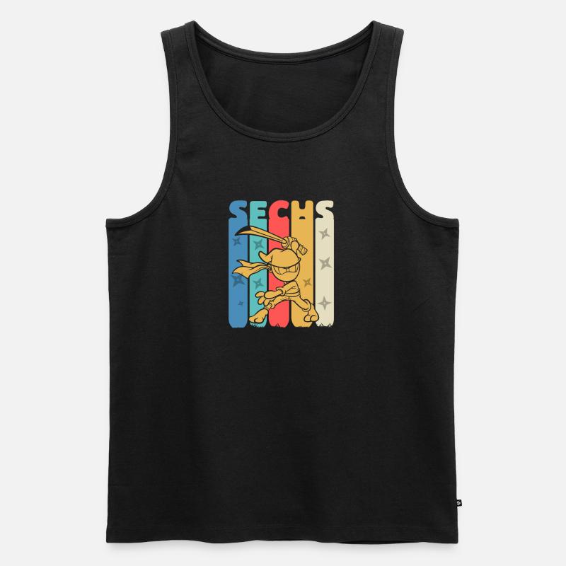 Ninja 6 Sechster Geburtstag 6 Jahre - Männer Premium Bio Tank Top - Schwarz