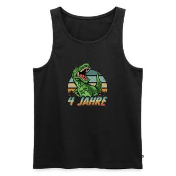 Dinosaurier Dino 4 Geburtstag ich bin 4 Jahre - Männer Premium Bio Tank Top - Schwarz - Vorne - Michal (187cm)