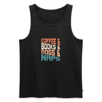 Café & Livres Et Chiens & Siestes Chien Caféiné Lo - Débardeur bio Premium Homme - noir - Devant - Michal (187cm)