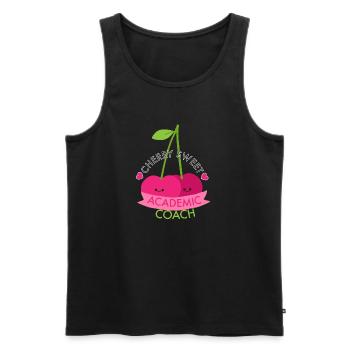 Cherry sweet academic coach cute funny pun jokes - Men's Premium Organic Tank Top - black - Front - AI Model Male 178 light (178cm)