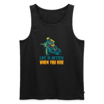 Life Is Better When You Ride Motorcycle Biker - Männer Premium Bio Tank Top - Schwarz - Vorne - Michal (187cm)