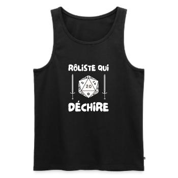 rôliste qui déchire - dé de 20 et épée - Débardeur bio Premium Homme - noir - Devant - Michal (187cm)