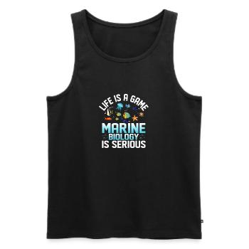La vie est un jeu La biologie marine est sérieuse Ocean Stu - Débardeur bio Premium Homme - noir - Devant - Michal (187cm)