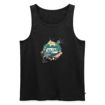 JULIAN - Beau nom de garçon avec de mignons dinosaures - Débardeur bio Premium Homme - noir - Devant - AI Model Male 178 light (178cm)