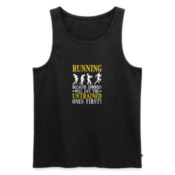 Laufen, weil Zombies die Untrainierten zuerst - Männer Premium Bio Tank Top - Schwarz - Vorne - Michal (187cm)