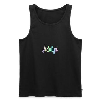 ADALYN Rainbow Cursive Minimaliste - Débardeur bio Premium Homme - noir - Devant - Michal (187cm)