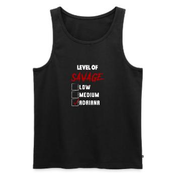 Level of Savage: ADRIANA Checkmark Novelty Custom - Männer Premium Bio Tank Top - Schwarz - Vorne - AI Model Male 178 light (178cm)