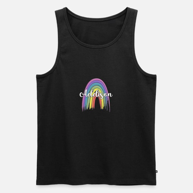ADDISON Rainbow Cursive - Männer Premium Bio Tank Top - Schwarz