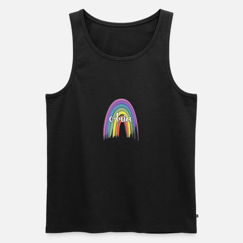 ARIA Rainbow Cursive - Männer Premium Bio Tank Top - Schwarz