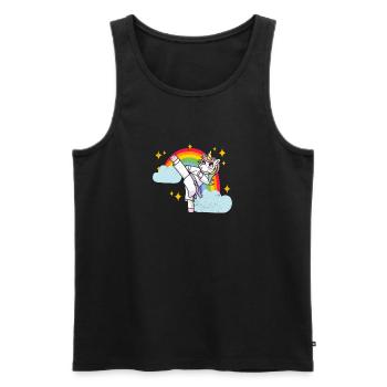 Karaté Amusant Arts Martiaux Arc-en-ciel Licorne - Débardeur bio Premium Homme - noir - Devant - Michal (187cm)