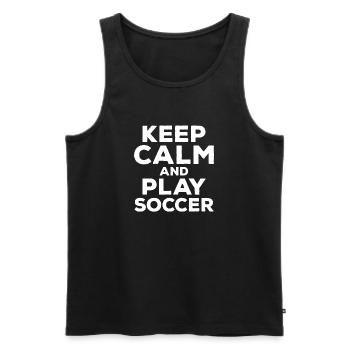 Keep Calm Play Soccer - Men's Premium Organic Tank Top - black - Front - Michal (187cm)