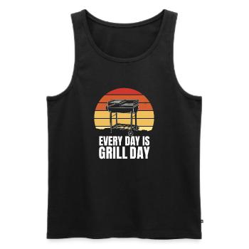 Grill Grill Day Grilled Food Grill Griller BBQ Meilleur - Débardeur bio Premium Homme - noir - Devant - AI Model Male 178 light (178cm)