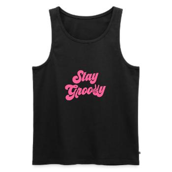 Stay Groovy - Men's Premium Organic Tank Top - black - Front - AI Model Male 178 light (178cm)