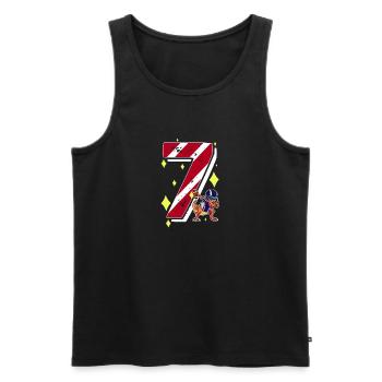 7 Jahre alter Dinosaurier American Football 7. B-Day - Männer Premium Bio Tank Top - Schwarz - Vorne - Michal (187cm)
