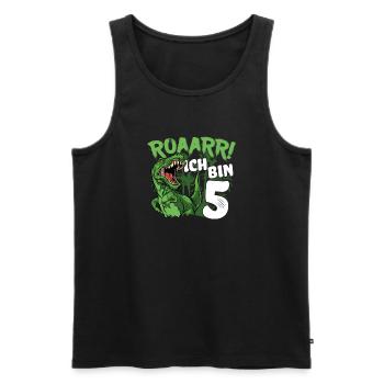 5. Geburtstag Junge 5 Jahre Dino Dinosaurier - Männer Premium Bio Tank Top - Schwarz - Vorne - AI Model Male 178 light (178cm)