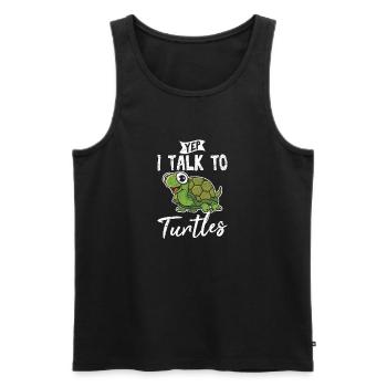 Yep I Talk To Turtles Funny Sea Turtle Lover Ocean - Men's Premium Organic Tank Top - black - Front - AI Model Male 178 light (178cm)