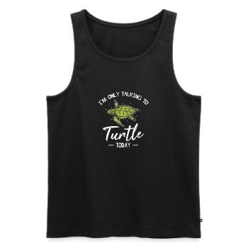 Dans le seul parler à ma tortue aujourd’hui drôle de turtl de mer - Débardeur bio Premium Homme - noir - Devant - Michal (187cm)