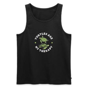 Turtles Are My Therapy Funny Sea Turtle Lover Ocea - Männer Premium Bio Tank Top - Schwarz - Vorne - Michal (187cm)