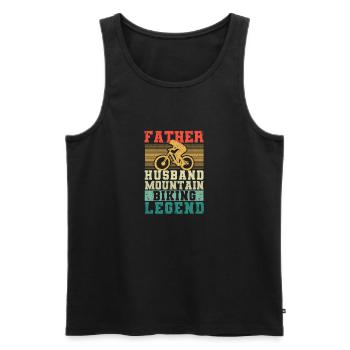 Father's Day Biker Father Husband Mountain Bike Legend - Men's Premium Organic Tank Top - black - Front - AI Model Male 178 light (178cm)