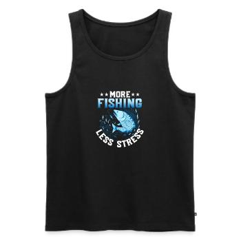 Plus de pêche moins de stress Pêcheur Pêcheur Pêcheur - Débardeur bio Premium Homme - noir - Devant - Michal (187cm)