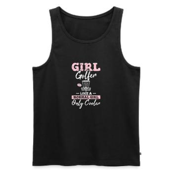 Girl Golfer Like A Normal Girl Only Cooler Disc Go - Männer Premium Bio Tank Top - Schwarz - Vorne - Michal (187cm)