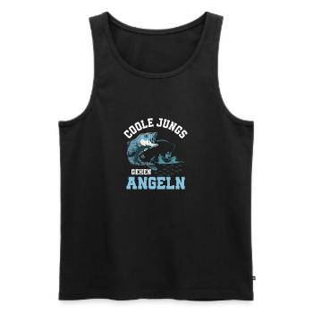 Les gars cool vont à la pêche Pêcheur Pêcheur Pêcheur - Débardeur bio Premium Homme - noir - Devant - AI Model Male 178 light (178cm)
