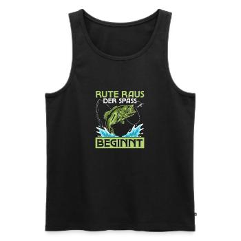Rod out the fun begins Fischer Angler - Men's Premium Organic Tank Top - black - Front - Michal (187cm)