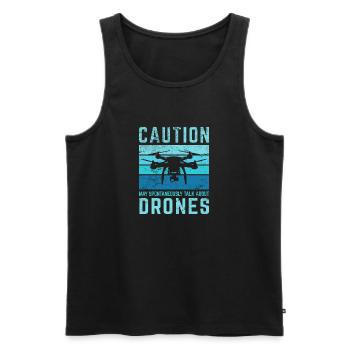Caution Funny Drone Pilot Flying Aerial Vehicle Qu - Men's Premium Organic Tank Top - black - Front - Michal (187cm)