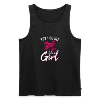 Yes I Do Hit Like A Girl Funny Drummer Percussion - Männer Premium Bio Tank Top - Schwarz - Vorne - AI Model Male 178 light (178cm)