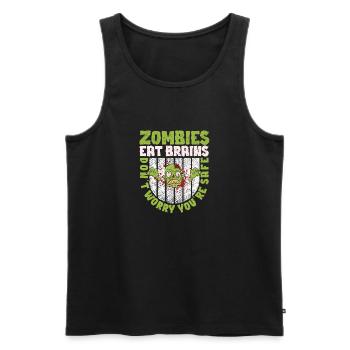 Halloween Zombie Zombies Eat Brains None - Men's Premium Organic Tank Top - black - Front - AI Model Male 178 light (178cm)