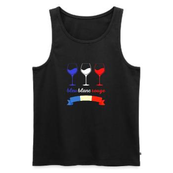Verres de Vin Français bleu blanc et rouge - Débardeur bio Premium Homme - noir - Devant - Michal (187cm)