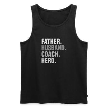 Father Husband Coach Hero - Men's Premium Organic Tank Top - black - Front - Michal (187cm)
