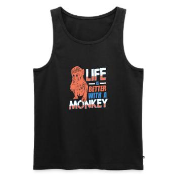 Life Is Better With A Monkey Retro Awesome - Men's Premium Organic Tank Top - black - Front - Michal (187cm)